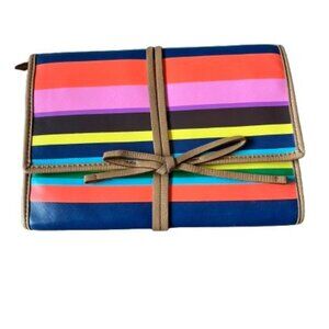Stella & Dot Multicolor Striped Flat Tri-fold Travel Jewelry Organizer - LNC